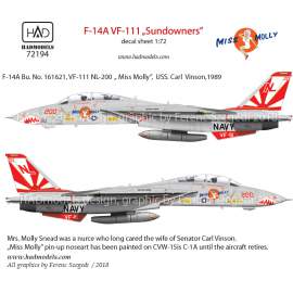 72194 F-14A VF111 ”Sundowners” - Miss Molly decal sheet 1:72