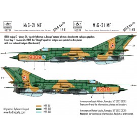 48234 MiG-21 MF HUNAF 9309 Dongó Squadron decal sheet 1:48