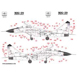 72111 MiG-29 Full Russian Stencil decal sheet 1:72