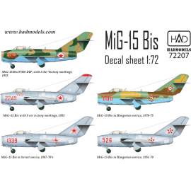 72207 MiG-15 Bis (North Corea, Soviet, Hungarian) decal sheet 1:72