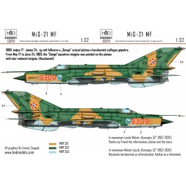 32079 MiG-21 MF 9309 ”Dongó” Squadron with star national insignias decal sheet 1:32