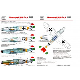 48064 Messerschmitt Bf 109 F-4 (yellow 17, V-+03, V-+07, yellow 7) decal sheet 1:48