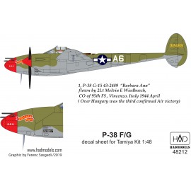 48212 P-38 F/G  ”Európa felett”  matrica  Tamiya maketthez 1:48