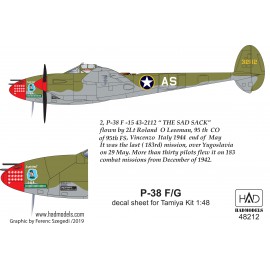 48212 P-38 F/G  ”Európa felett”  matrica  Tamiya maketthez 1:48