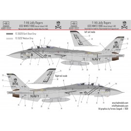48197/2023 F-14A VF-84 Jolly Rogers 1986 low visibility decal sheet with stencils 1:48 REPRINT