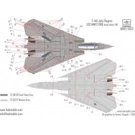 48197/2022 F-14A VF-84 Jolly Rogers 1986 low visibility decal sheet with stencils 1:48