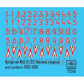 72248Hungarian National insignias and Numbers decal sheet 1990-1998 1:72