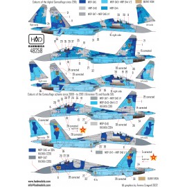 48258 Su-27UB Ukrainian and Kazah painting schemes decal sheet 1:48