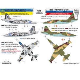 72263 WAR LOSSES - Ukrainian and Russian destroyed SU-25s decal sheet 1:72