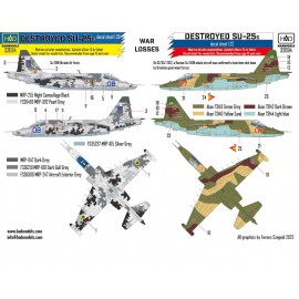 32094 WAR LOSSES - Ukrainian and Russian destroyed SU-25s decal sheet 1:32