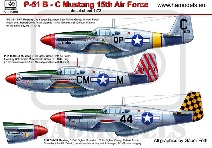 72101/2018 P-51 B Mustang reprint decal sheet 1:72