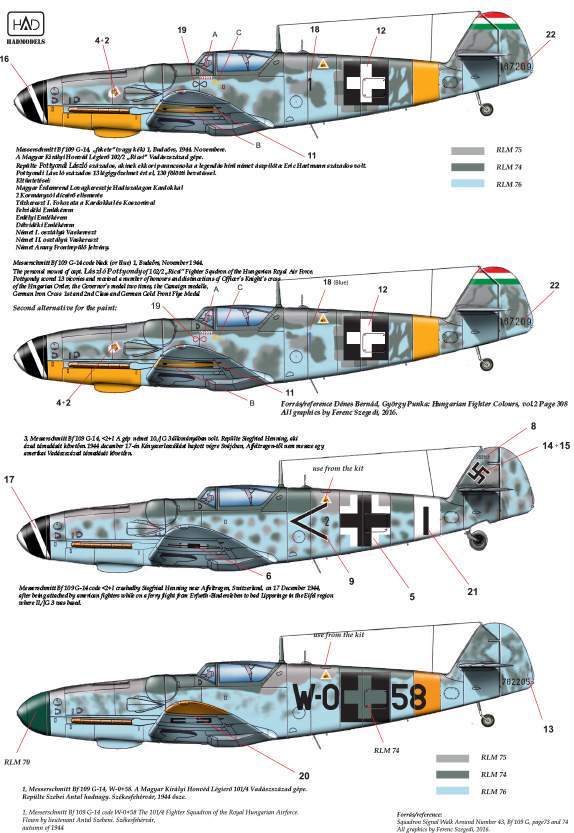 72174 Messerschmitt Bf 109 G-14 decal sheet 1:72
