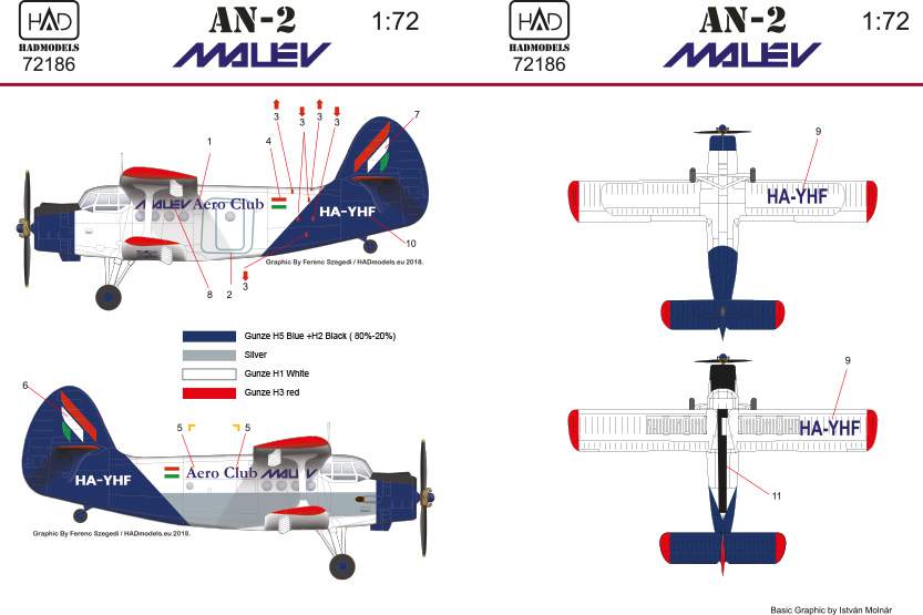 72186 An -2 Malév decal sheet 1:72