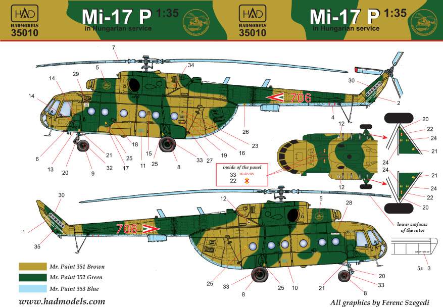 35010 Mi-17 P decal sheet for Trumpeter kit 1:35