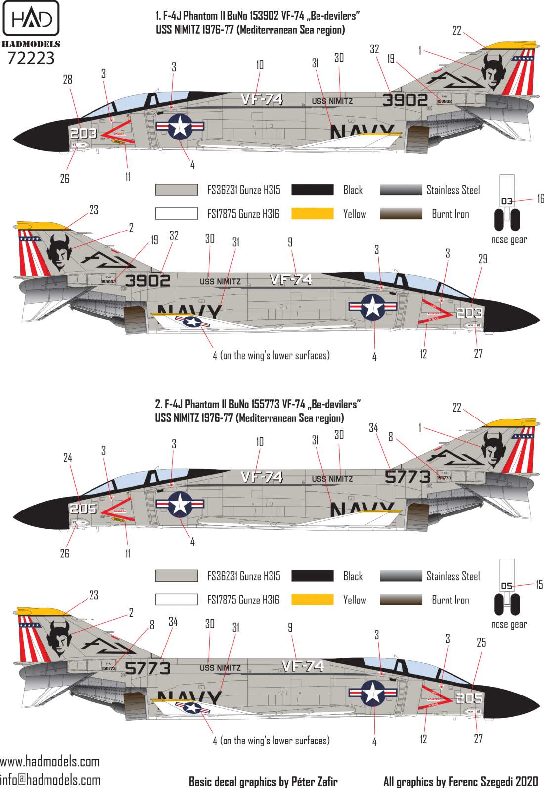 Detail Up 1:72 US Navy Air Force USAF F-4J Phantom II Model Water Slide Decal 