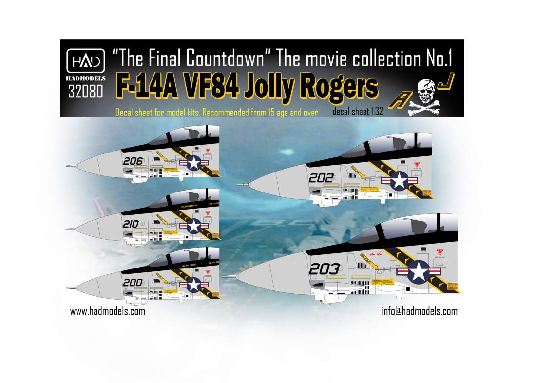 32080 F-14A Jolly Rogers  ”The final countdown” collection decal sheet 1:32