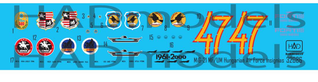 32086 MiG-21 MF/UM Hungarian Air Force insignias decal sheet 1:32