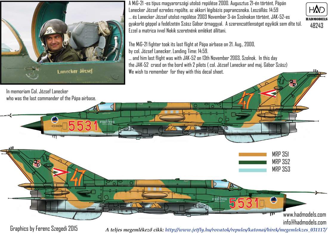 Hungarian Aero Decals 1/48 MIKOYAN MiG-21MF Jet Fighter 