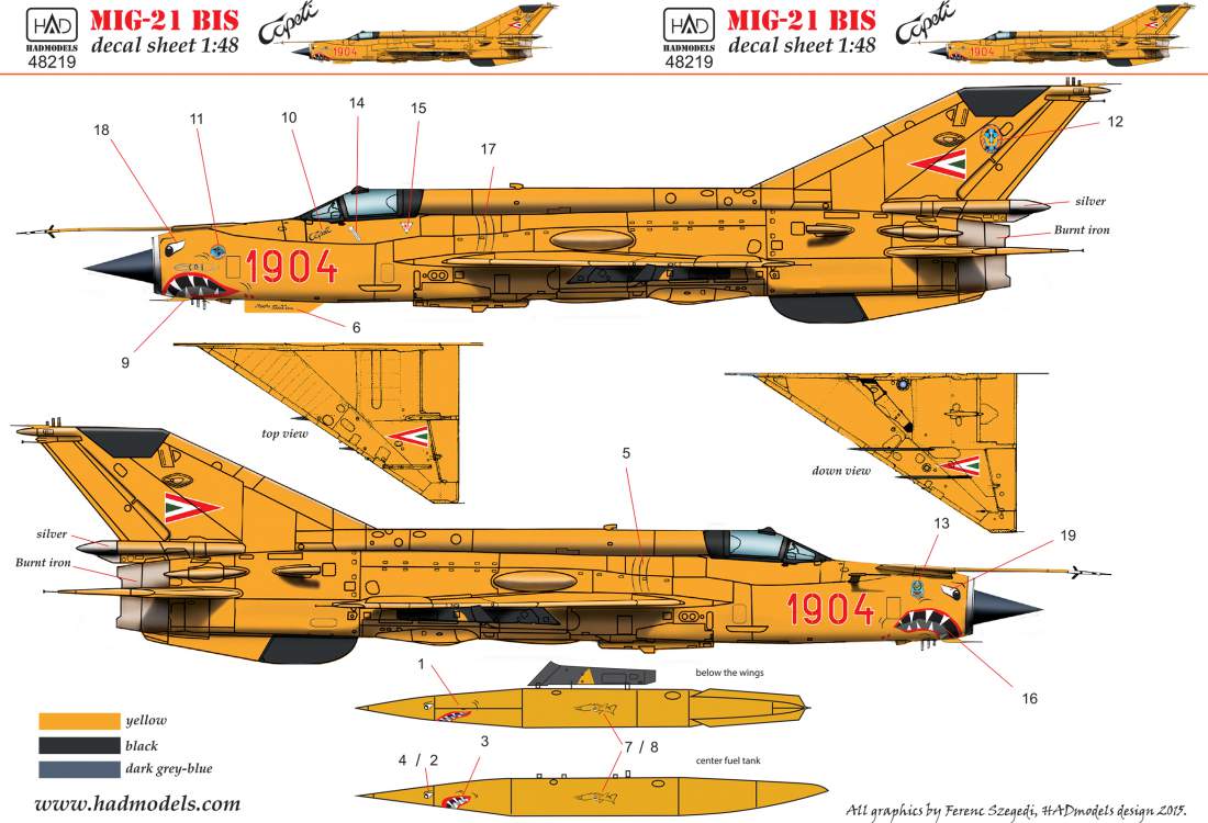 48219 MiG-21 bis Cápeti 1993 the last flight decal sheet 1:48
