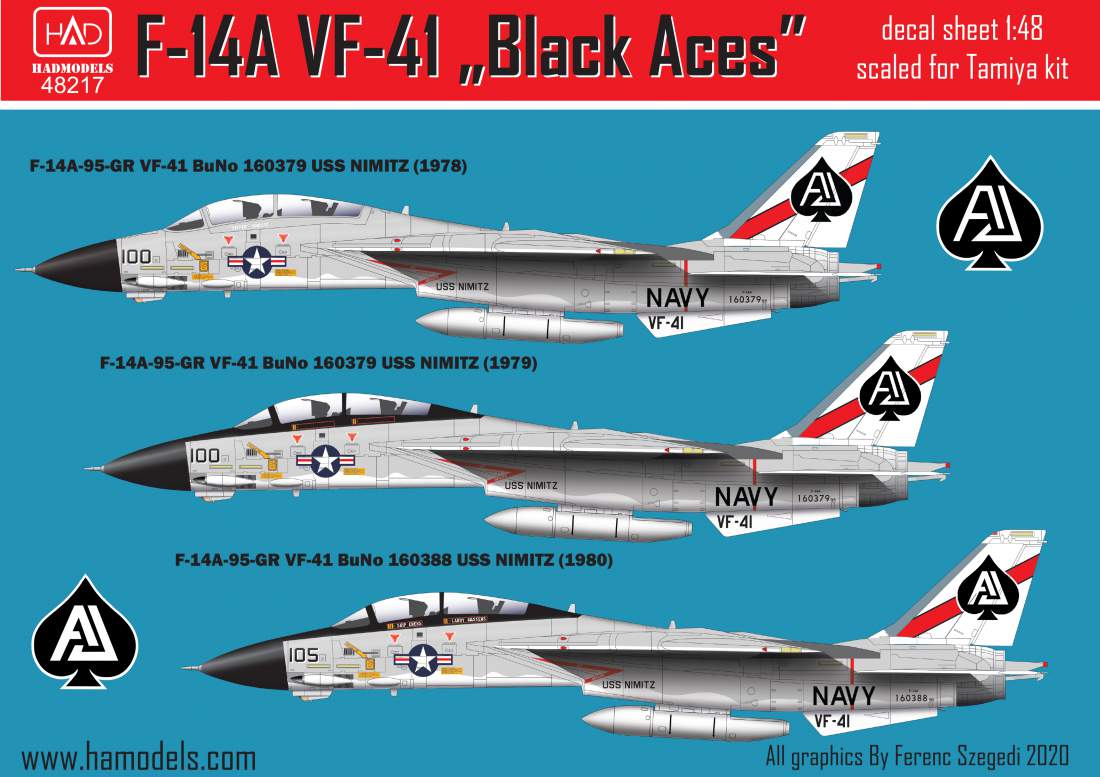 48217 F-14A Black Aces/ USS Nimitz decal sheet 1:48