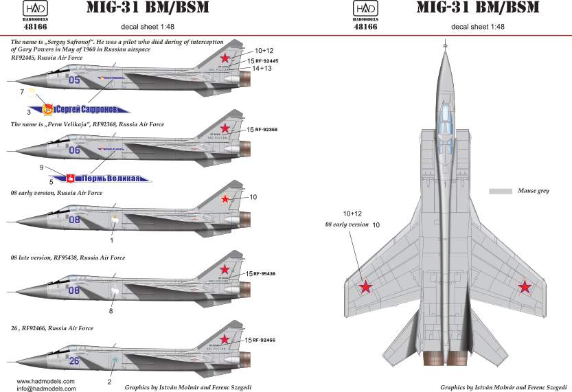 48166 MiG-31 decal sheet 1:48