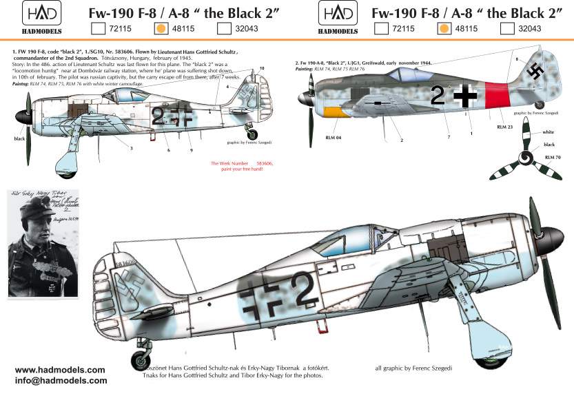 48115 Fw-190 F-8 / A-8  (Luftwaffe ”black 2”) decal sheet 1:48