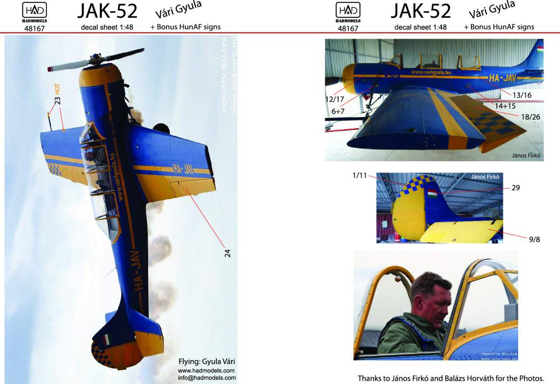 48167 JAK -52 decal sheet 1:48
