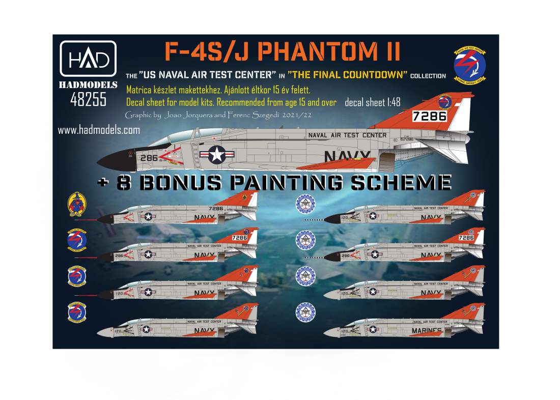 48255  F-4S/J Phantom II  US NAVAL Air Test Center ” The final Countdown” decal sheet 1:48