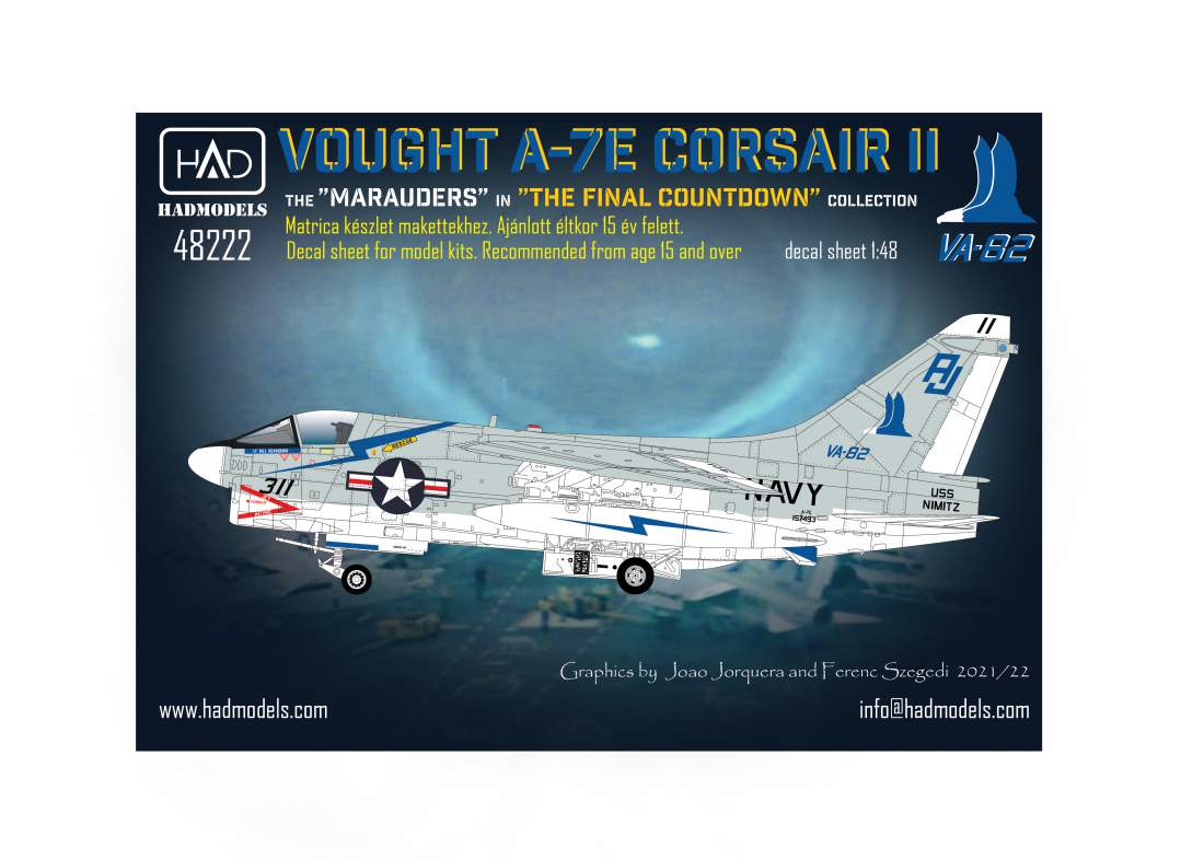 48222  A-7E Corsair II VA-82 ” The Marauders” in ”The Final Countdown” decal collection 1:48 