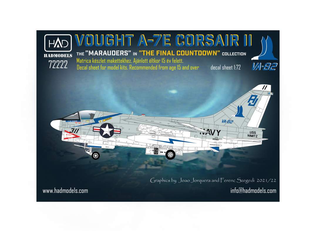 72222 A-7E Corsair II VA-82 ” The Marauders” in ”The Final Countdown” decal collection 1:48