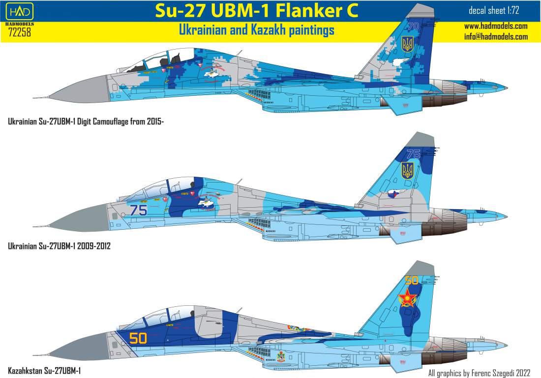 72258 Su-27 UB Ukrainian and Kazah decal sheet 1:72