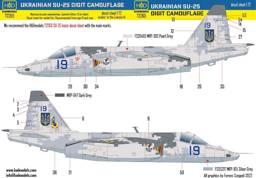 72265 SU-25 Ukrainian Digit Camouflage  PART 2. decal sheet 1:72