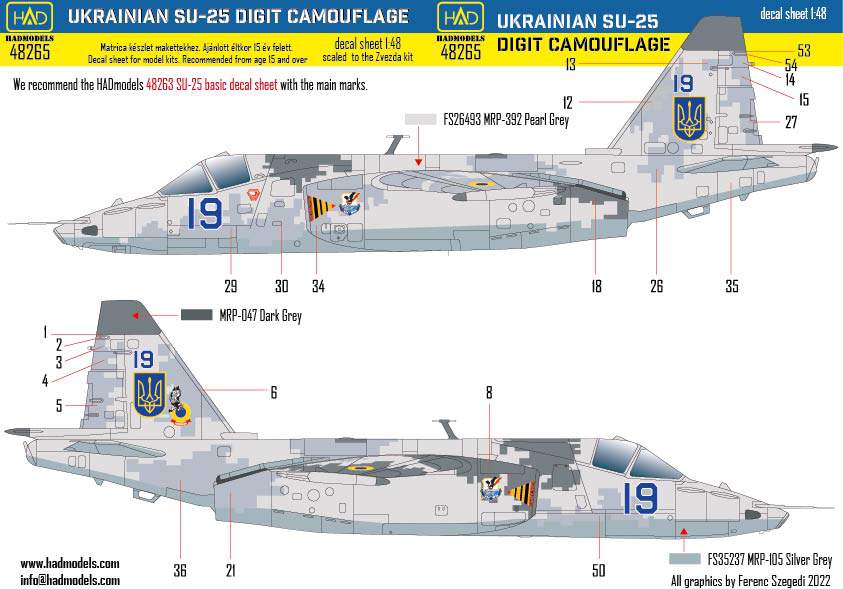 48265 SU-25 Ukrainian Digit Camouflage PART 2 decal sheet 1:48