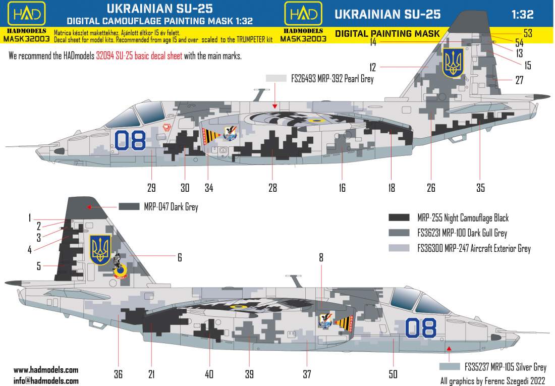 MASK32003 Su-25 Ukrainian Digit camouflage PAINTING MASK 1:32