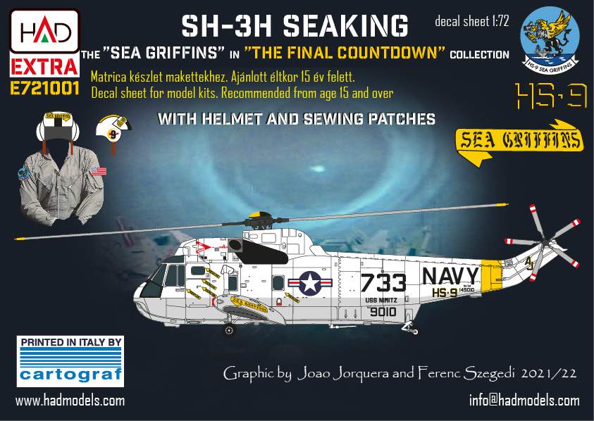 E721001 SH-3H Seaking ”Final Countdown” movie collection Extended version decal sheet 1:72