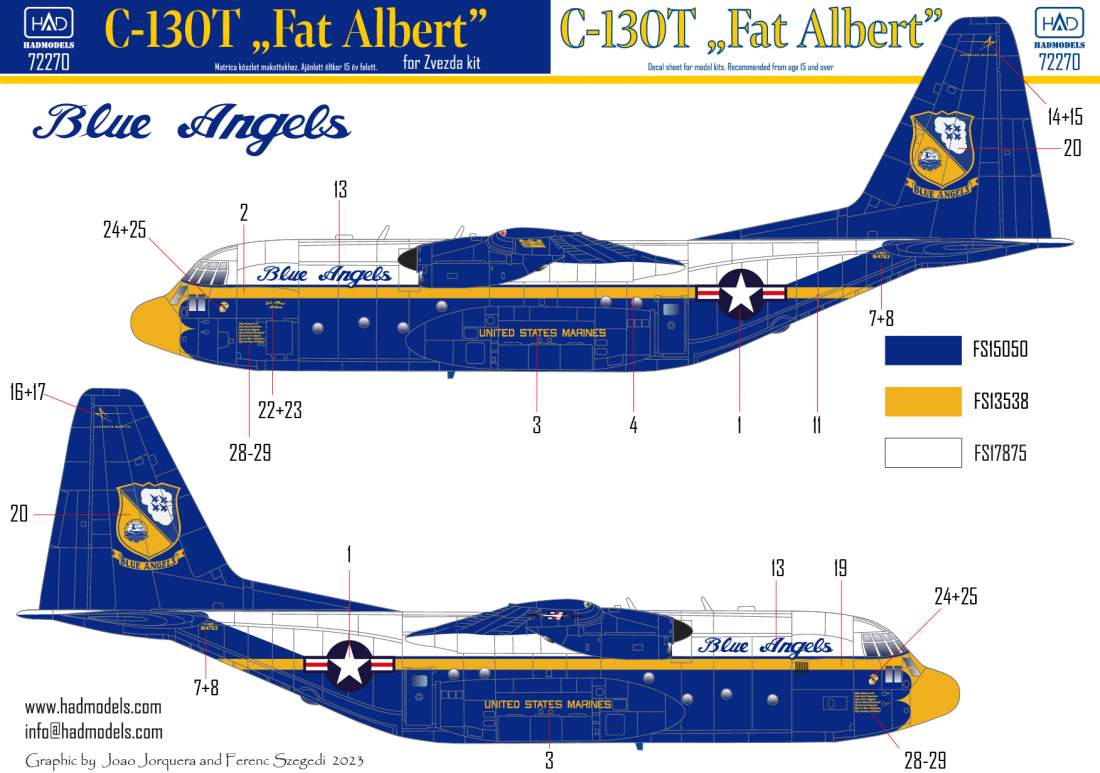 72270 C-130T ”Fat Albert” decal sheet 1:72